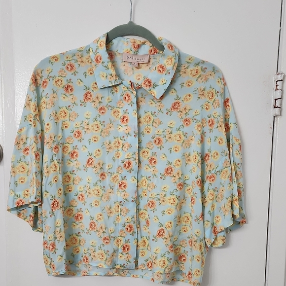 PHILOSOPHY FLORAL BUTTON DOWN TOP‎ SIZE S - Picture 1 of 6